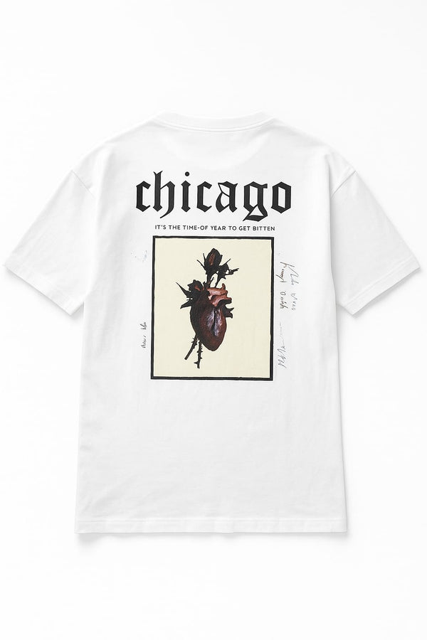 SILSILA WHITE CHICAGO HEART DROP SHOULDER TEE