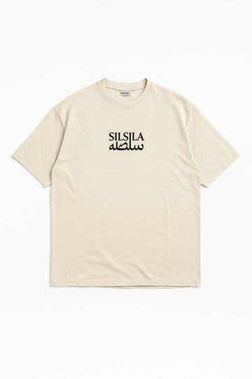 SILSILA BEIGE DROP SHOULDER TEE WITH UNIQUE DESIGN