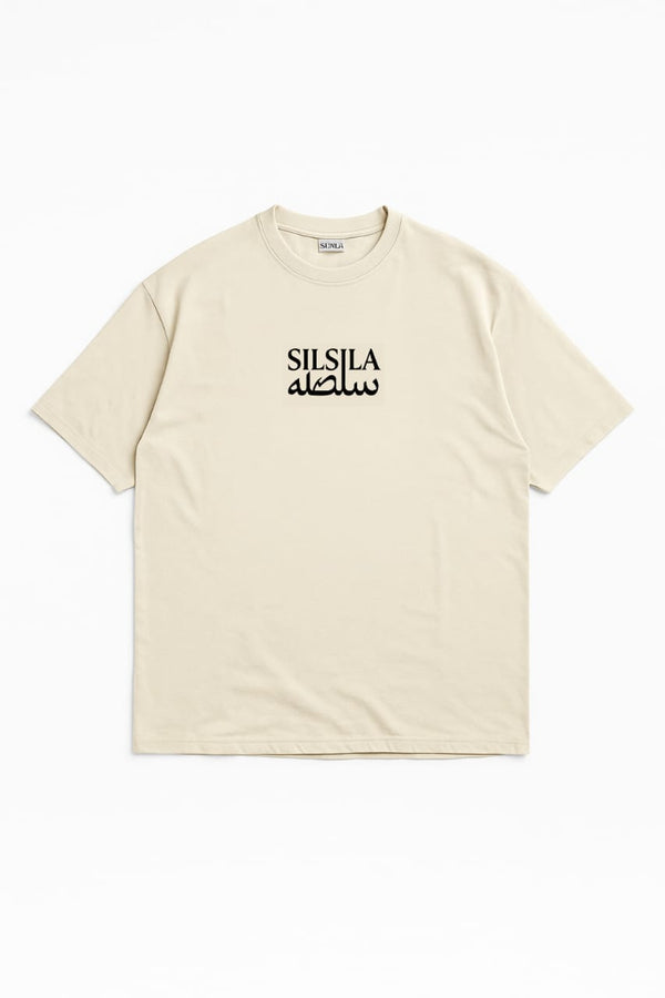 SILSILA BEIGE DROP SHOULDER TEE WITH UNIQUE DESIGN